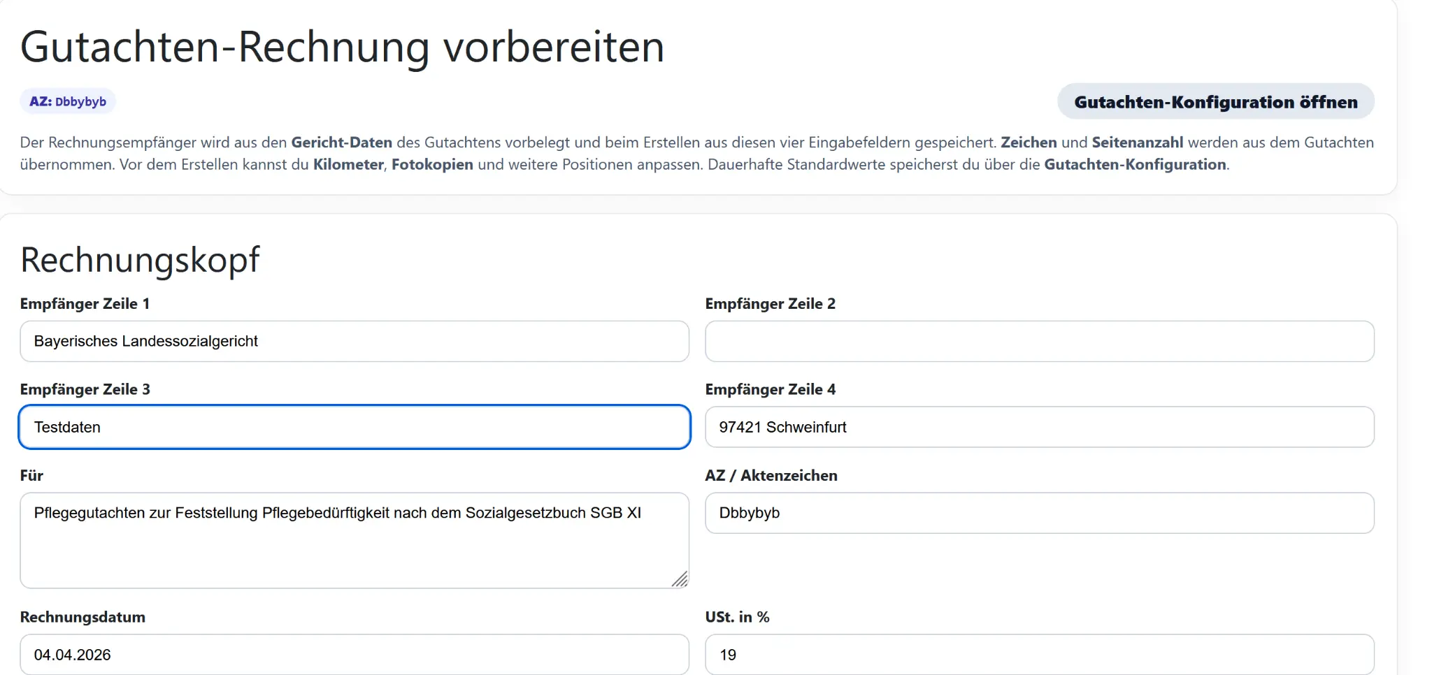 Gutachten-Rechnung automatisch erstellen – Pflegegutachten Digital